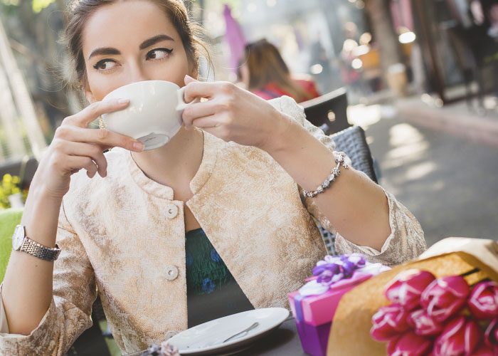 woman drinks coffee